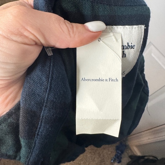 ABERCROMBIE AND FITCH NWT Blue Green Plaid Long Sleeve Shirt Dress Size Small - Picture 8 of 8